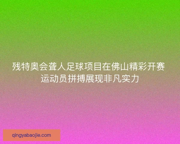 残特奥会聋人足球项目在佛山精彩开赛 运动员拼搏展现非凡实力